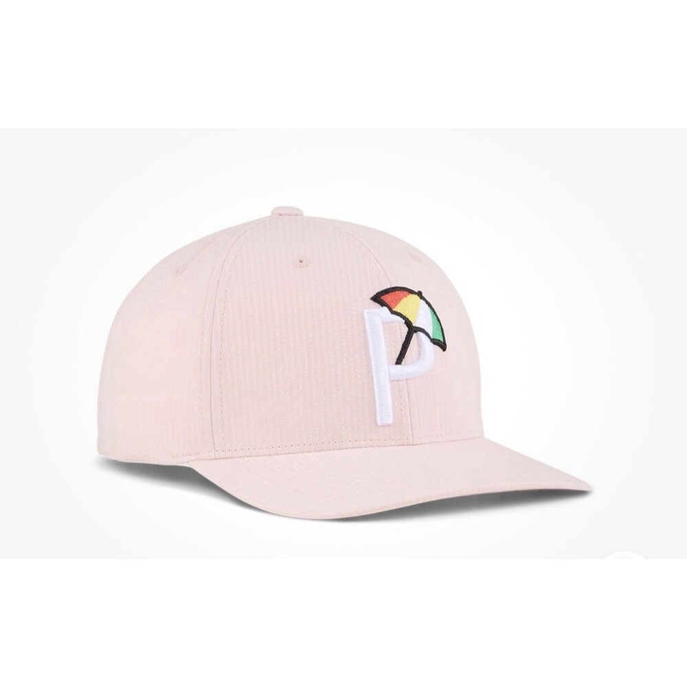 Puma Golf X Arnold Palmer Pink Umbrella Snapback FlexFit 110 Hat Adult Seersucke